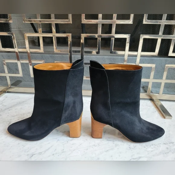 Chloe Shoes Chlo Black Suede Boots Wood Heel Poshmark